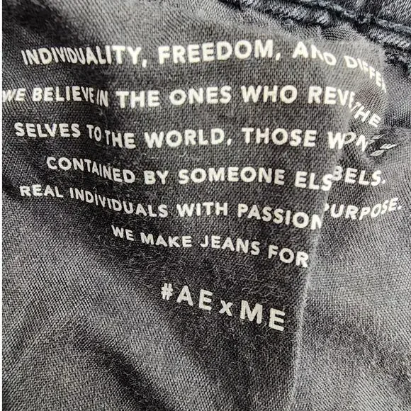 American Eagle Jeans Womens‎ 4 Black Distressed Ripped High Rise Jegging Stretch - Picture 5 of 13